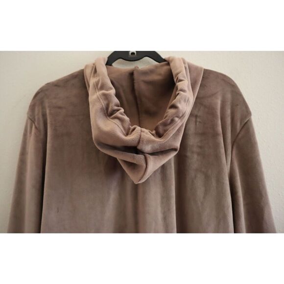 New York & Company 2983-482 Women's Sz XL Brown Velour Hooded Zip-Front Jacket - Picture 6 of 10